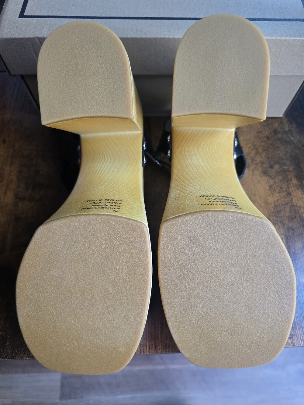 Stylish Black and Tan Wedge Sandals - Picture 9 of 13